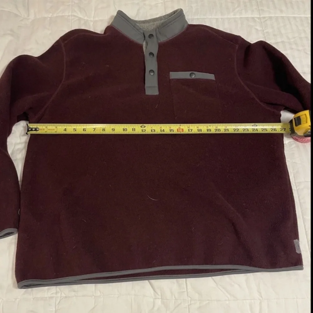 GH Bass And Co Mens XXL Pullover Fleece 3 Button Front Soft Long Sleeve Burgundy